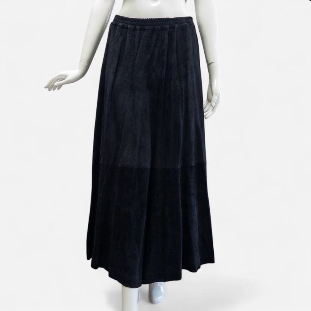 Eskandar‎ Suede Black Maxi Skirt, Elastic Waistband, Neiman Marcus, Size ~1-5